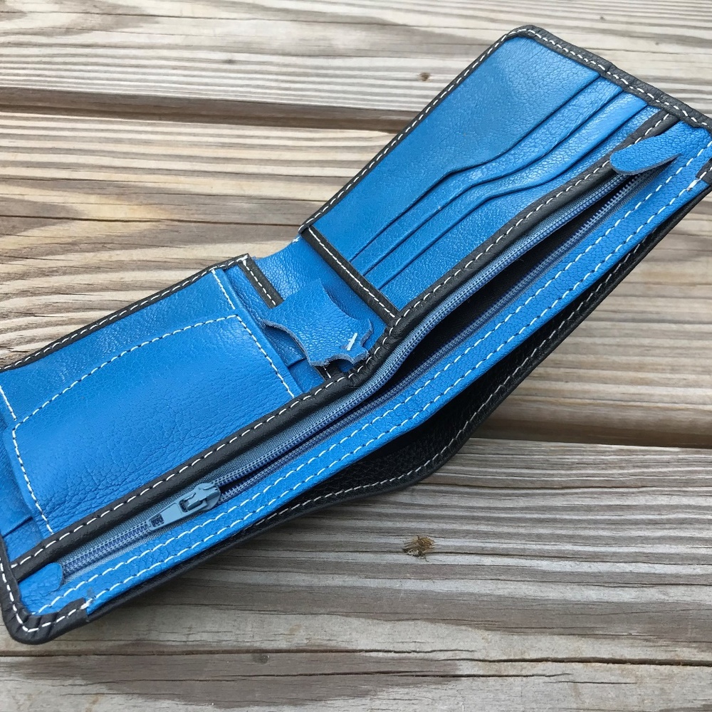 Supreme Leather Wallet Blue/Black Men Card Holder